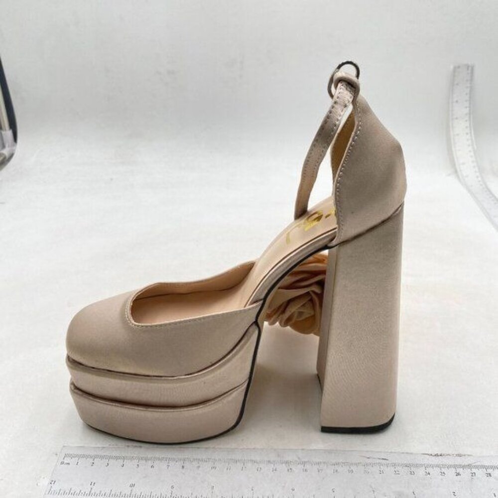 FSJ Women Platform Pumps Block Chunky High Heels D'Orsay Sandals Nude Shoes